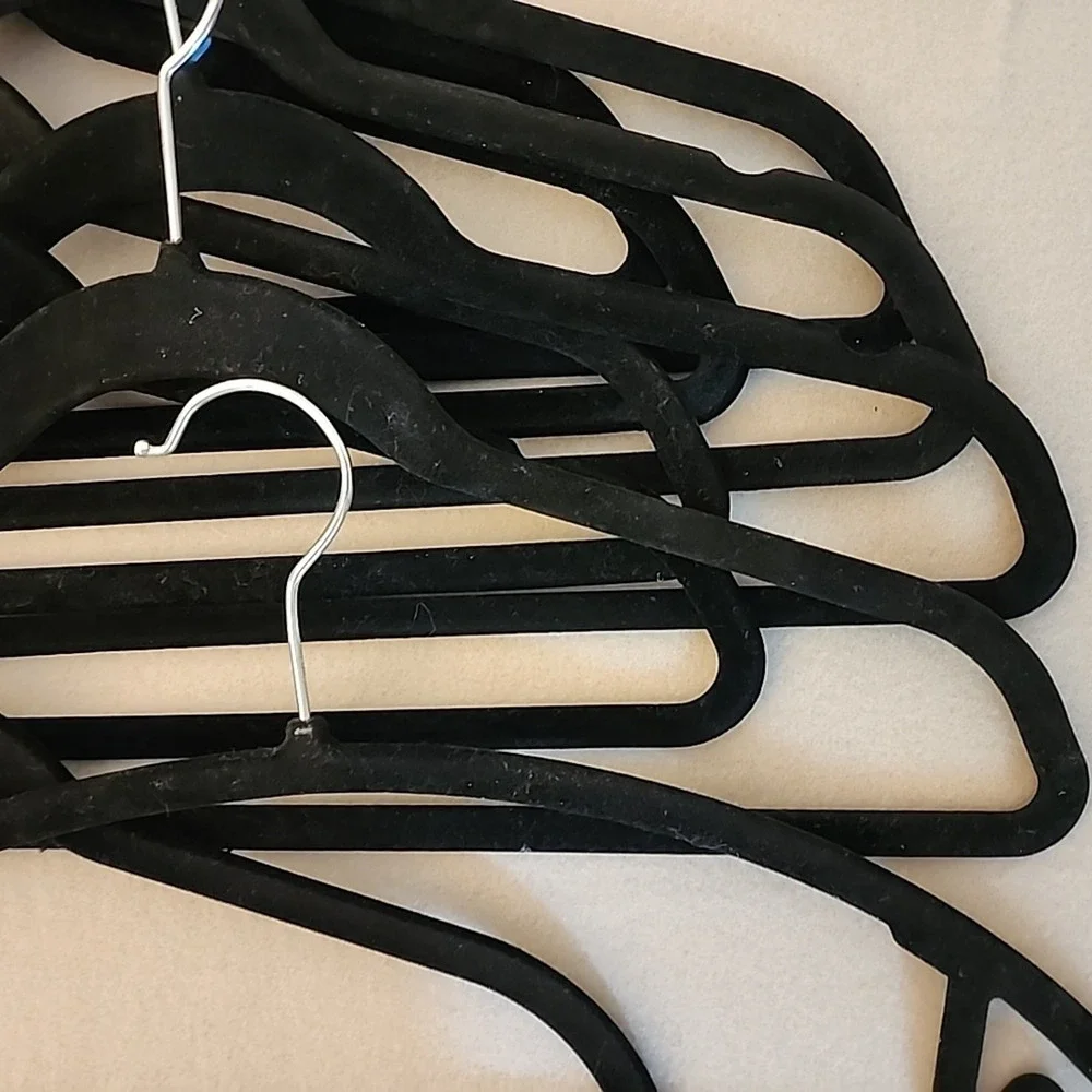 Mixed Lot of 10 Felt Black Clothes Hangers for Shirts and Pants